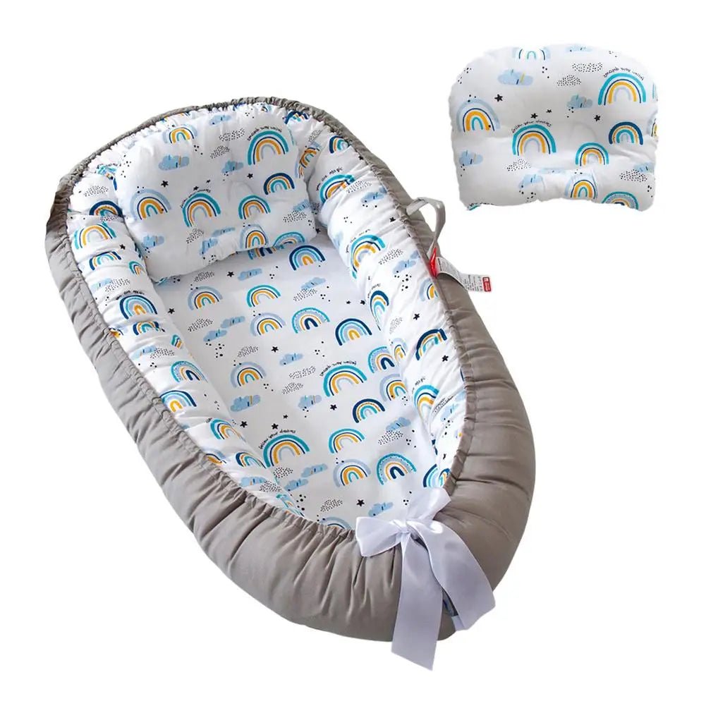 Berceau Bébé NidPortableBébé - Arc En Ciel Bleu avec son coussin
