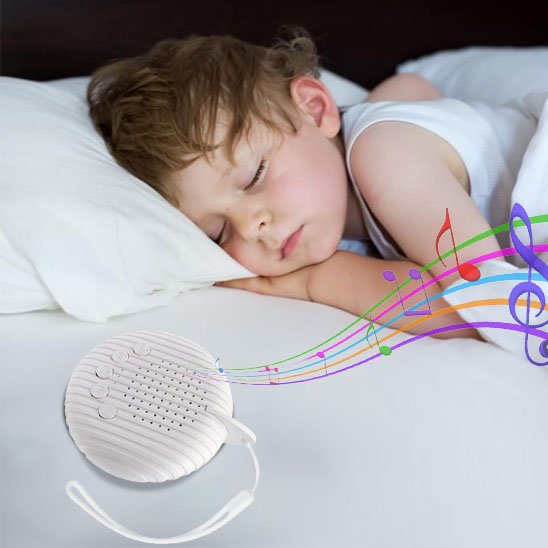 Veilleuse bruit blanc | DouxSommeil placée dans le lit de l'enfant