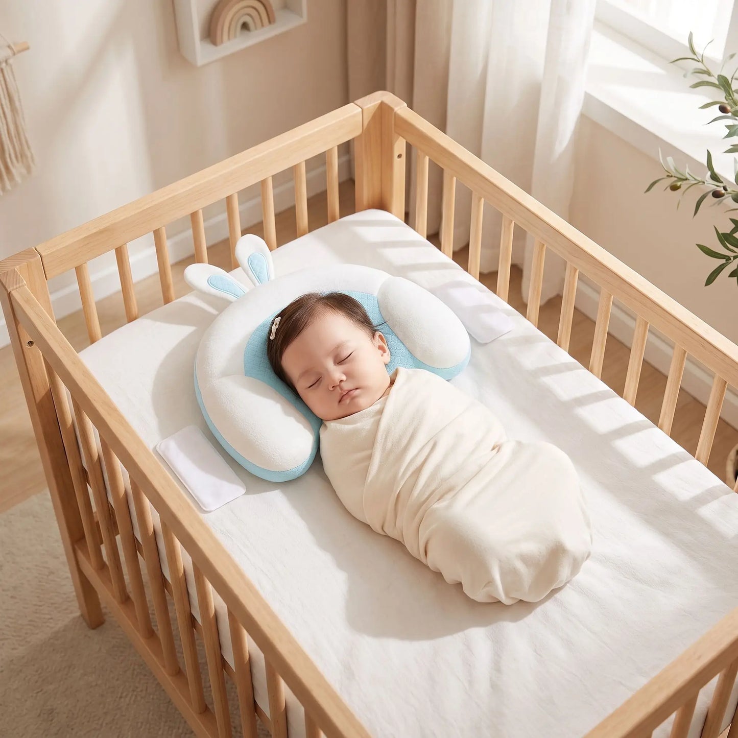 Bebe Oreiller - BestBabyPillow - Bleu- TresorBebe  avec bebe qui dort