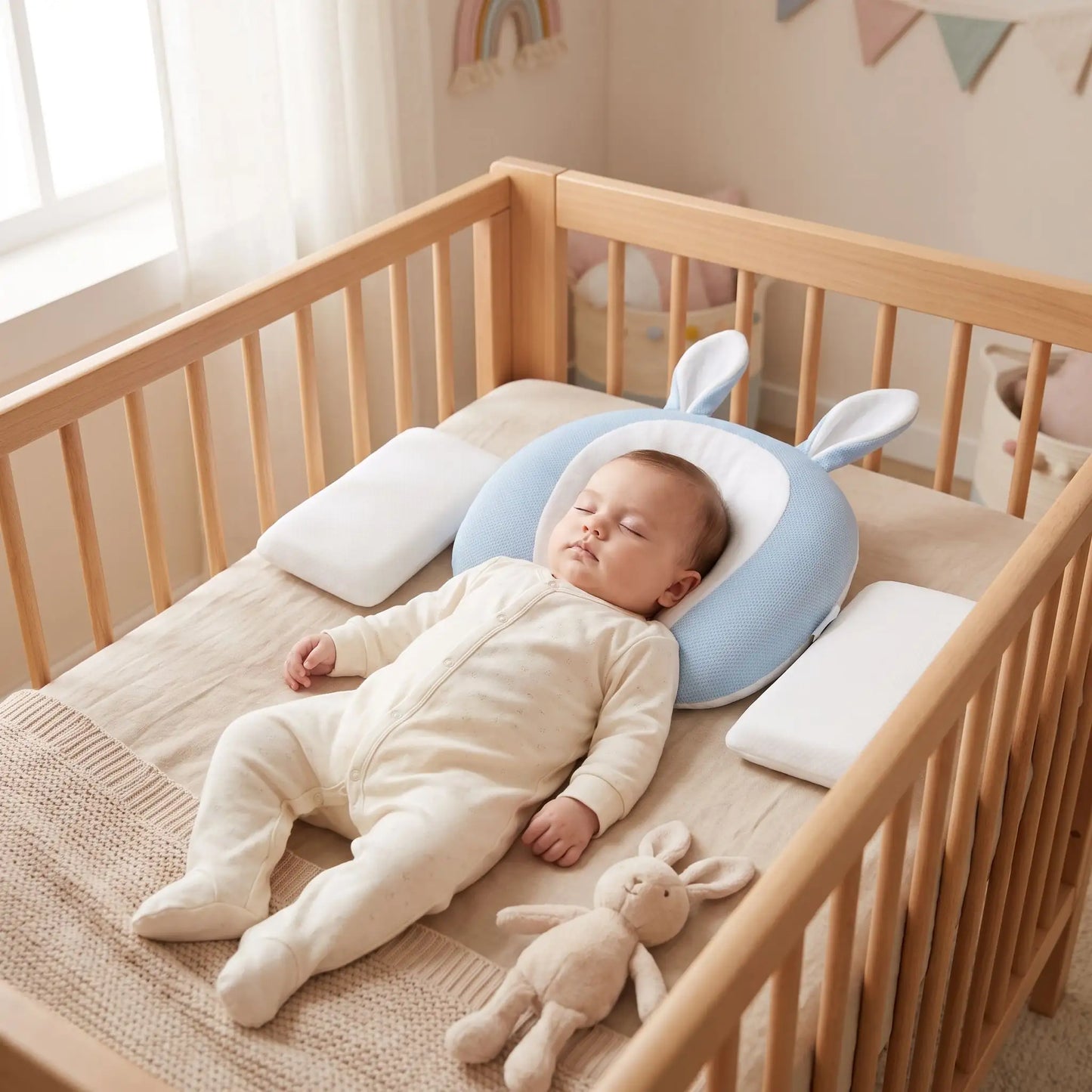 Bebe Oreiller - BestBabyPillow - Bleu - TresorBebe  avec bebe qui dort