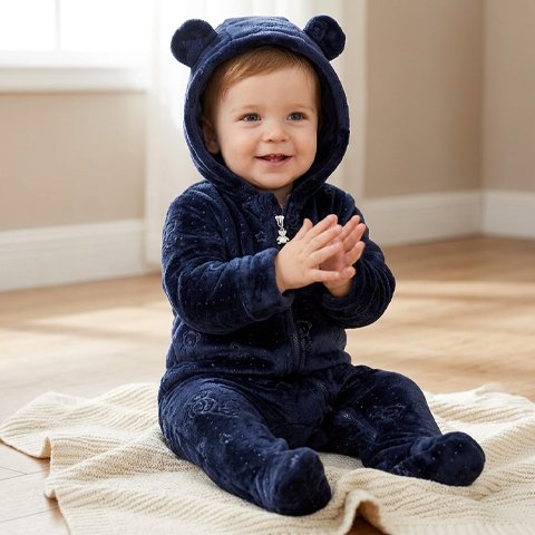 Combinaison bebe | Confort Pratique avec bébé assis sur un tapis