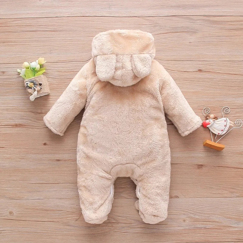 Combinaison bebe | Coton Capuche Kaki placée sur le plancher