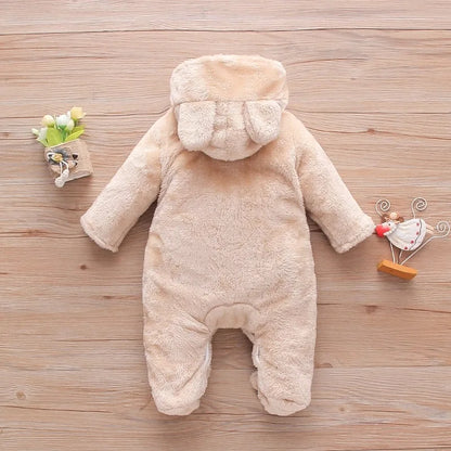 Combinaison bebe | Coton Capuche Kaki placée sur le plancher