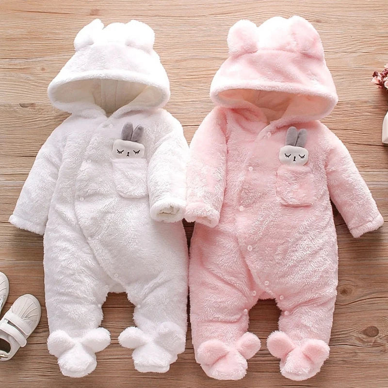 Combinaison bebe | Coton Capuche Rose et Blanche