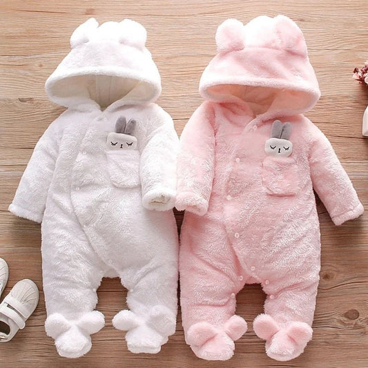 Combinaison bebe | Coton Capuche Rose et Blanche