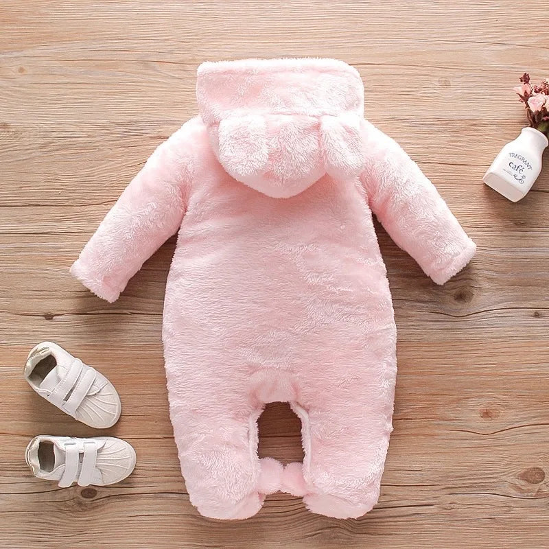 Combinaison bebe | Coton Capuche Rose vue de dos