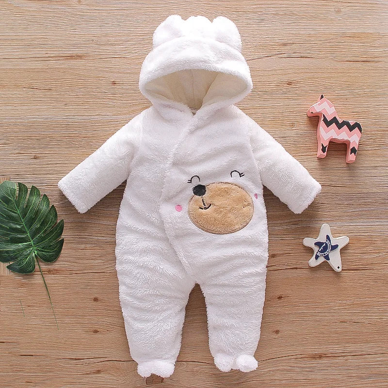 Combinaison bebe | Coton Épais Automne-Hiver Blanche placée sur le plancher