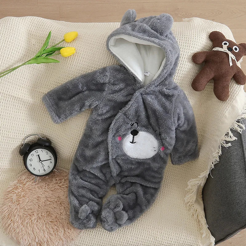 Combinaison bebe | Coton Épais Automne-Hiver Grise placé sur le sofa