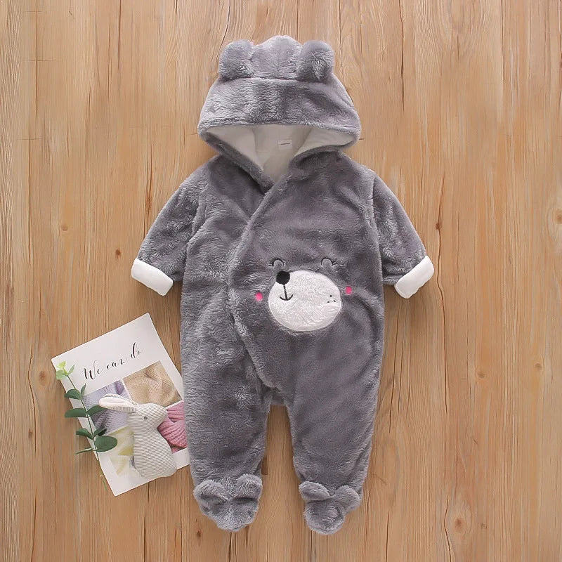 Combinaison bebe | Coton Épais Automne-Hiver Grise placée sur le plancher