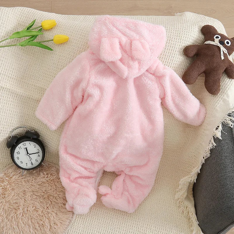 Combinaison bebe | Coton Épais Automne-Hiver Rose placé sur le sofa