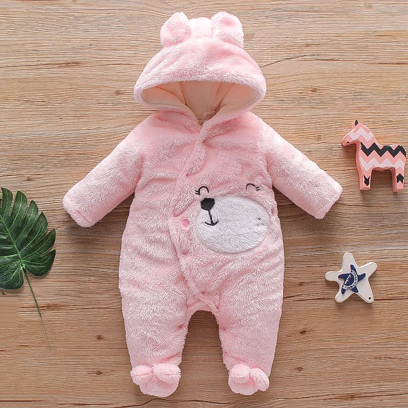Combinaison bebe | Coton Épais Automne-Hiver Rose placée sur le plancher