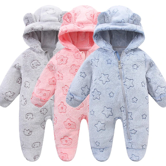 Combinaison bebe | Flanelle Ultra-Douce Gris Rose et Bleu Clair
