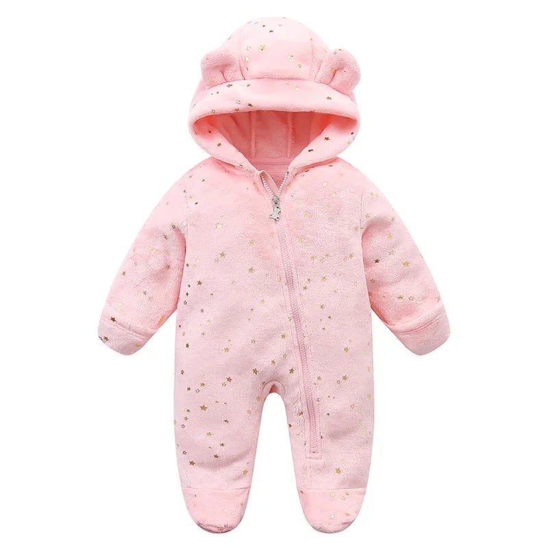 Combinaison bebe | Flanelle Ultra-Douce Rose Étoile