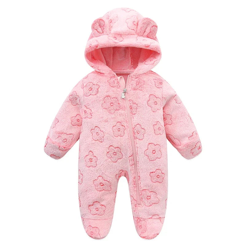 Combinaison bebe | Flanelle Ultra-Douce Rose Fleur