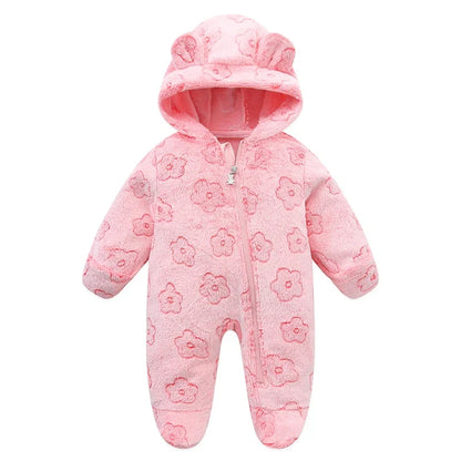 Combinaison bebe | Flanelle Ultra-Douce Rose Fleur