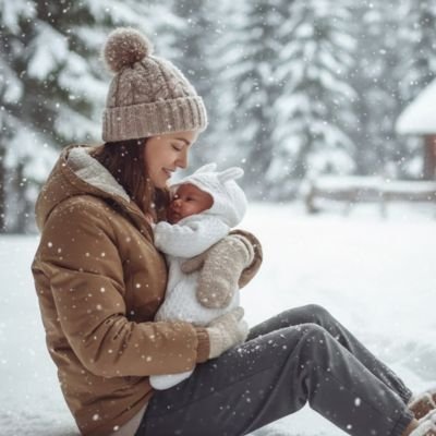 Combinaison pilote bébé | Cocon Douillet Blanche avec maman assise qui tient bébé dans les bras   