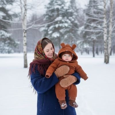 Combinaison pilote bébé | Cocon Douillet Marron avec maman qui tient bébé dans les bras