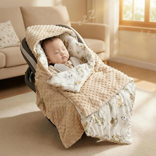 Nid d'ange cosy | Douceur - TrésorBébé avec bébé qui dort dans le siège d'auto