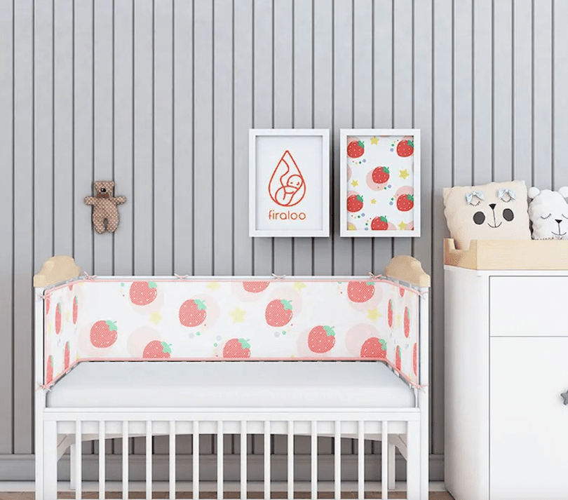 Tour de lit Respirant | DouxSommeil Blanc avec images de cerises rouges