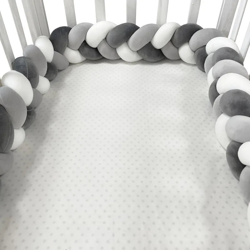 Tour de lit tressé | Cozy - blanc gris noir