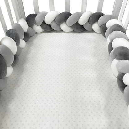 Tour de lit tressé | Cozy - blanc gris noir