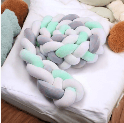 Tour de Lit Bebe - CozyKnot -  Vert Blanc en cercle