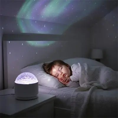 Veilleuse enfant | Projection Féerique avec l'enfant qui dort dans une ambiance des aurores
