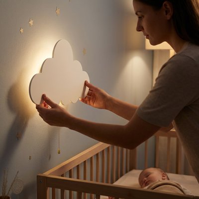 Veilleuse murale | Automatique Design avec maman qui l'accroche au mur